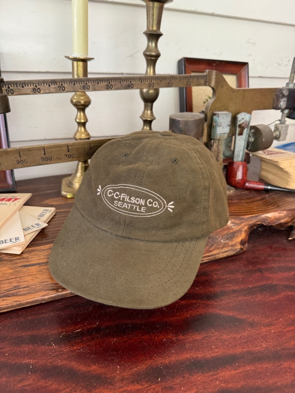 Vintage Filson Made in USA Embroidered Logo Moleskin Hat Cap L/XL EUC